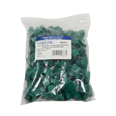 Image de LogiLink Pochette anti-pliage pour connecteur RJ45 vert (100 pièces)