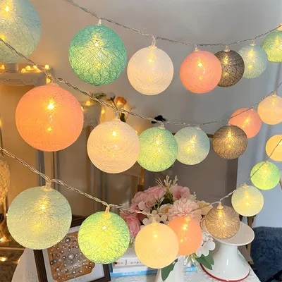 LED-Lichtschnur, 10 Kugeln, 2,3 m, batteriebetrieben, 2 Modi