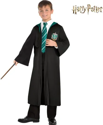 Produktbild von Amscan - Kinderkostüm Slytherin Quidditch Robe aus Harry Potter, Gewand und Zauberstab, Magier, Zauberer, Schuluniform