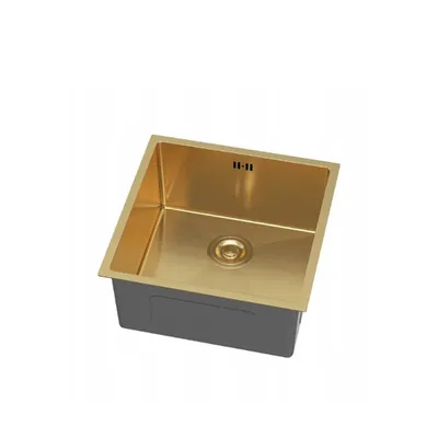 Produktbild von QLS Spülbecken Unterbau RITA 44 × 44 cm aus Edelstahl inkl. Siphon GOLD 11218