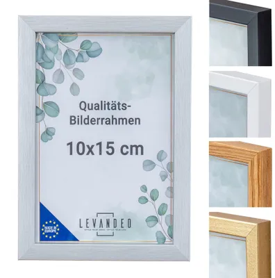 Produktbild von Bilderrahmen Echtholz EU 10x15 Silber mit Glasscheibe Portrait Fotorahmen Holz Kiefernholz Picture Frame