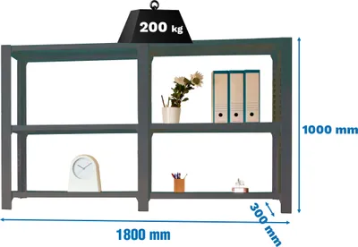 Image de Simonrack rayonnage lourd OFFICCLICK 3 8425437108617 anthracite 180,0 x 30,0 x 100,0 cm
