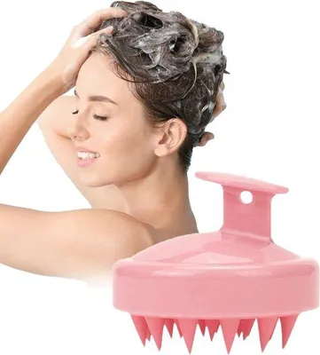 Productafbeelding van Siliconen haarborstel voor haarpeeling en hoofdmassage, verbetert de doorbloeding van de hoofdhuid, roze