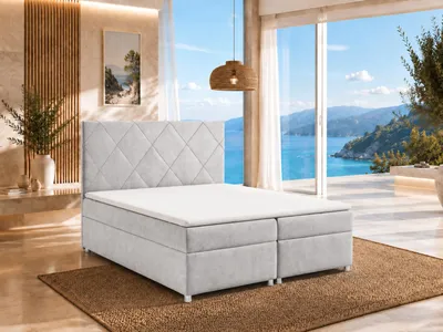 Produktbild von Best for Home Boxspringbett mit Bettkasten Trinity K-7 Bonellfederkern inkl. Topper, mit Lieferung, Aufbau & Entsorgung 140x200-Silber, KI-generiertes Bild