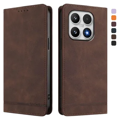 Obrázek produktu pro Pouzdro pro Xiaomi 17, retroPolyuretankožené flip pouzdro s stojánkem a přihrádkami na karty Hnědý