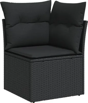 Produktbild von vidaXL Gartensofa-Ecke mit Kissen Schwarz Poly Rattan