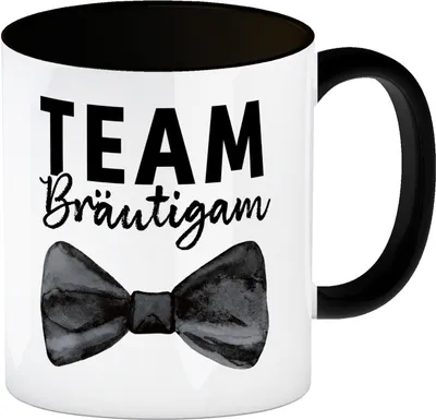 Produktbild von Trauzeuge Kaffeebecher in schwarz mit Spruch Team Bräutigam