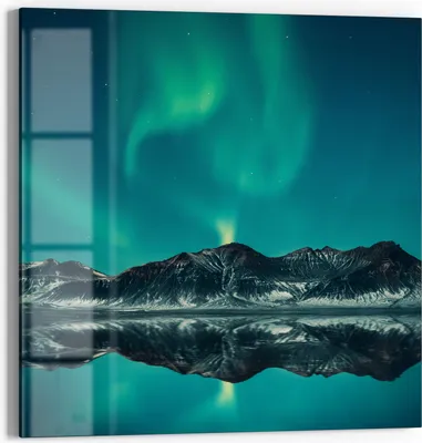Produktbild von DEQORI Magnettafel Glas 30x30 cm 'Polarlichtzauber' beschreibbar Whiteboard Pinnwand Küche