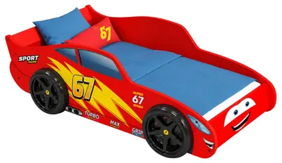 Immagine prodotto di Letto a forma di auto 140x70 rosso con ruote 3D e materasso CARS