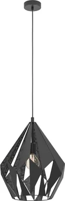 Produktbild von EGLO Pendellampe Carlton 1, 1 flammige Vintage Pendelleuchte, Retro Hängelampe aus Stahl, Farbe: Schwarz, silber, Fassung: E27, Ø 38,5 cm