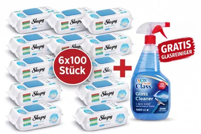 Produktbild von Sleepy Easy Clean Oberflächenreinigungstücher – 6x100 Ocean + Glasreiniger GRATIS