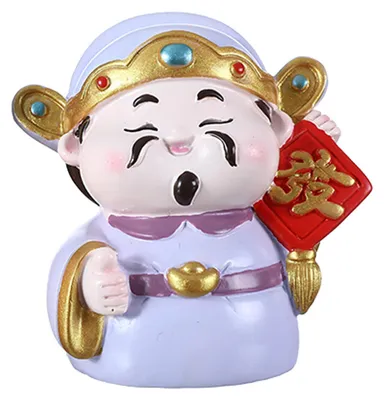 Produktbild von Cartoon-Gott des Reichtums Figur, handbemalt, chinesische Götterstatue aus Kunstharz, Dekoration für Zuhause, Büro oder Schreibtisch
