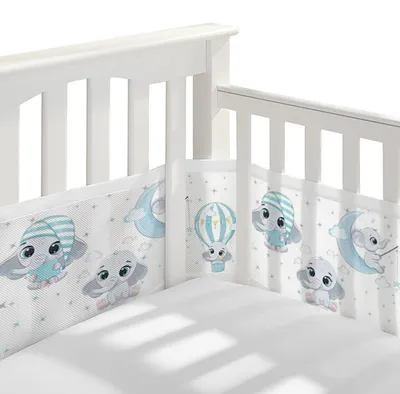 Imagen del producto de Nido para bebé transpirable de malla, de 2 piezas, con dimensiones de 340 cm x 30 cm y 160 cm x 30 cm, para proteger al bebé