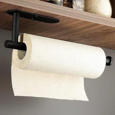 Produktbild von Famanu Küchenrollenhalter - Edelstahl, ohne Bohren, schwarz