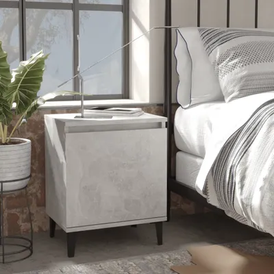 Immagine prodotto di vidaXL Comodino con gambe in metallo grigio cemento 40x30x50 cm