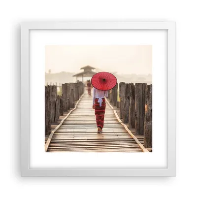 Produktbild von Gerahmtes Poster - Weißer Rahmen - Birma Regenschirm Brücke - 30x30 cm - Wand Bild - Wanddeko - Wandbilder - Kunstposter - Wandposter - Bilderrahmen - Bilder - Kunstdruck - Wandbild - P2WAC30x30-4261