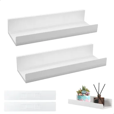 Produktbild von Wandregal weiß, 2er Set, selbstklebendes Wandregal, für Wohnzimmer