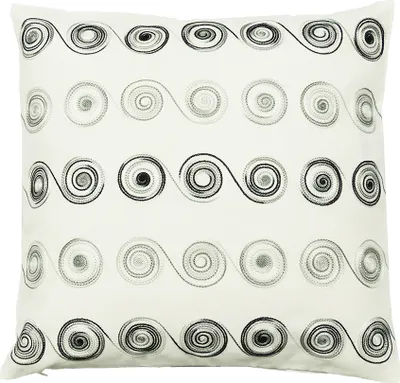 Produktbild von Kissenbezug 40x40 cm weiß Kreismuster bestickt glänzend Sofakissen Dekokissen