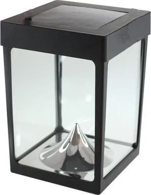 Immagine prodotto di Mini lanterna solare, pareti in vetro, nera, lampada da tavolo, alimentata a energia solare, 1 lampadina