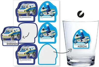 Produktbild von 6 Namensaufkleber Polizei zum Beschriften