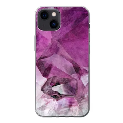 Produktbild von MuchoWow® Handyhülle Schutzhülle Hülle für iPhone 13 Naturstein - Lila - Luxus Silikon Softcase Handy Hülle - Karteninhaber