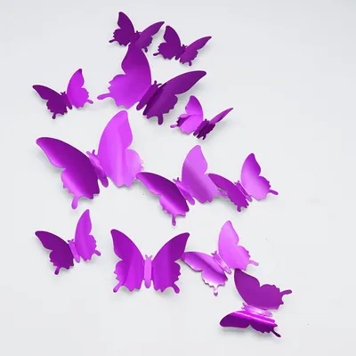 Produktbild von 24 Stück Schmetterlings-Wandaufkleber, abnehmbare Schmetterlinge, Wandaufkleber, Wandkunst, Basteln für Zuhause, Kinderzimmer, Hochzeitsdekor, Zimmer, 3D-Schmetterlingsspiegel, Heimdekoration (lila)