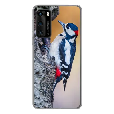 Produktbild von MuchoWow® Handyhülle Schutzhülle Hülle für Huawei P40 Nahaufnahme eines Buntspechts auf einem Baumstamm Silikon Softcase Handy Hülle - Handytasche