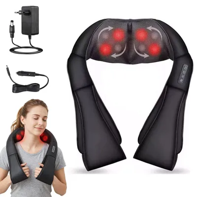 Produktbild von Shiatsu Nackenmassagegerät mit Wärmefunktion, Elektrisches Schulter- und Rückenmassagegerät für Nacken, Schultern und Taille, mit 8 Massageköpfen