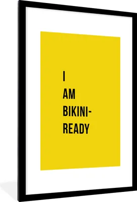 Produktbild von MuchoWow® Gerahmtes Poster Zitat - Ich bin bereit für den Bikini - Gelb 60x90 cm - Poster mit Schwarzem Bilderrahmen Wandposter Rahmen Foto Bilder - Dekoration - Wandposter Wohnzimmer - Hochwertig