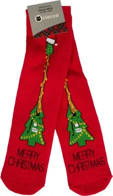 Image de Chaussettes pour homme CIOCCA, une paire de chaussettes de Noël courtes et antidérapantes en coton mélangé, référence CNU020A, pointure 40-45, 80 % coton, 19 % polyamide, 1 % Élasthanne