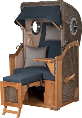Produktbild von Strandkorb-Set - bene living - Ammersee Single Teak - PE grau - Modell 593 - inkl. Liftersystem