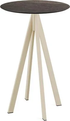 Image de Infinity - Table de bar avec structure couleur sable et plateau en stratifié haute pression (HPL) aspect bois lavé, Ø 70 cm, 1 pièce