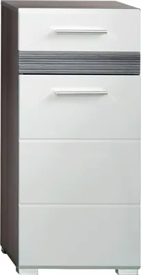 Obrázek produktu pro trendteam Koupelnová komoda SetOneSmoke Silver Sardegna Smoke Silver Melamin/bílý vysoký lesk Hluboká zásuvka 37 x 80 x 31 cm