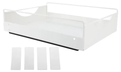 Teleskop-Schublade, ausziehbarer Schrankorganizer, Kohlenstoffstahl, weiß