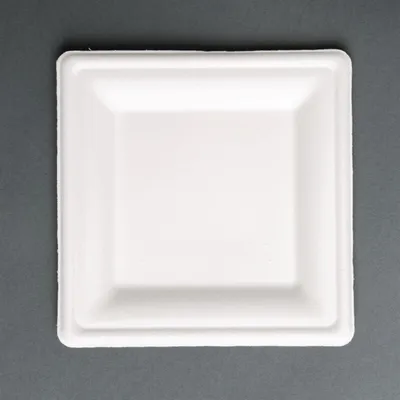 Immagine prodotto di Piatti compostabili Fiesta in bagassa, quadrati, 26,1 cm (50 pezzi)