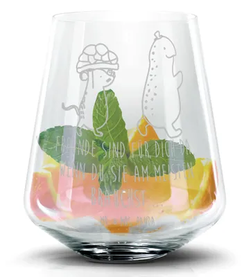 Produktbild von Mr. & Mrs. Panda Trinkglas Schildkröte Maus - Transparent - Geschenk, Tumbler, Gin Glas, Whiskyglas, Caipirinha, Beste Freunde, Highball, Fröhlich