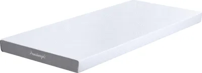 A white mattress with a gray side is shown against a white background.