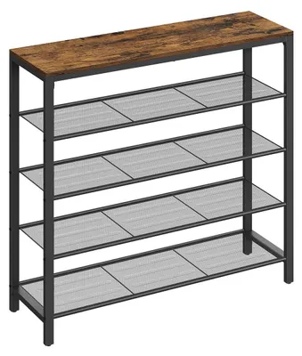 Produktbild von Schuhregal - 4 Ebenen - platzsparend - 100 x 30 x 92,5 cm - braun-schwarz