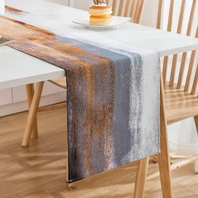 Produktbild von Famanu Tischläufer Orange und Grau 33 x 180 cm - Modernes Design