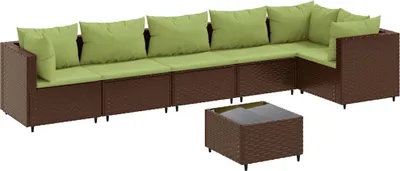 Produktbild von vidaXL 7-tlg. Garten-Lounge-Set mit Kissen Braun Poly Rattan