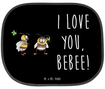 Produktbild von Mr. & Mrs. Panda autofenster sonnenschutz Bienen Paar - Schwarz - Geschenk, Schildkröten, Hochzeitstag, Sonnenblende Auto, Valentinstag, für Frauen, saugnapf, Freundin