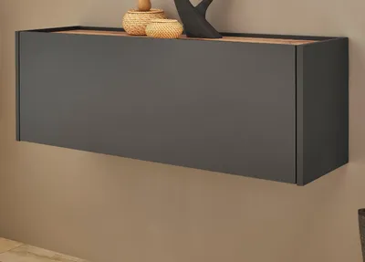 Produktbild von Hängeschrank "Center" in grau matt und Wotan Eiche Flurschrank hängend 100 cm