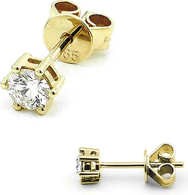 Produktbild von Brillanten Solitaire Ohrstecker 585 Gelbgold 6er Krappe Ohrringe Diamant - 0,50 ct.