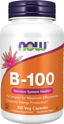 Image de Vitamines B-100 mg Complexe 100 gélules végétales Now Foods