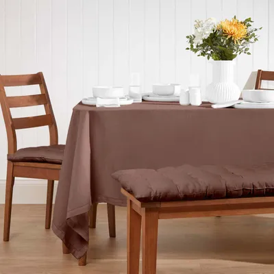 Image de HOMESCAPES Nappe marron 137 x 137 cm, 100 % coton