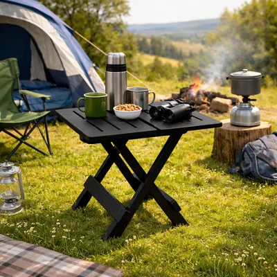 Produktbild von Kunststoff Campingtisch Beistelltisch Klapptisch Anthrazit 44x44x50cm