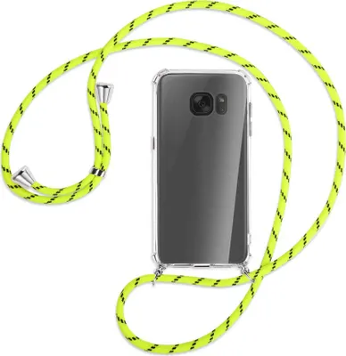 Produktbild von Handykette Backcover-Schutzhülle mit Band (Metall silberfarben) für Samsung Galaxy S7 - neongelb