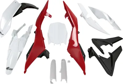 Produktbild von Verkleidungskit UFO PLAST 11-teilig Verkleidungssatz Kunststoff mit Gabelschutz für Husqvarna TC 449 / 499 ccm Bj. 2011 - 2013, Farbe:weiß / schwarz / dunkelrot