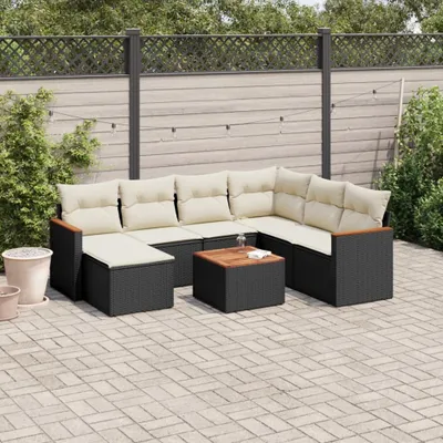 Produktbild von Möbel 8-tlg. Garten-Sofagarnitur mit Kissen Schwarz Poly Rattan 2024