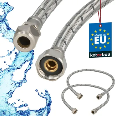 Obrázek produktu pro KOTARBAU® Sada 2 ks ohebné hadice, vodní hadice 70 cm, vyztužená hadice 1/2“ x 3/8“ vnější průměr x stlačovací spojovací hadice, armatury a sanitární hadice, vodovodní kohoutek